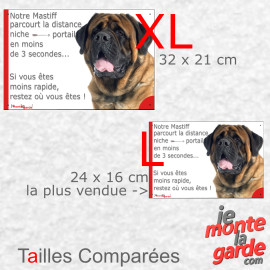 Mastiff, plaque humour "distance Niche-Portail 3 secondes" 3 Tailles
