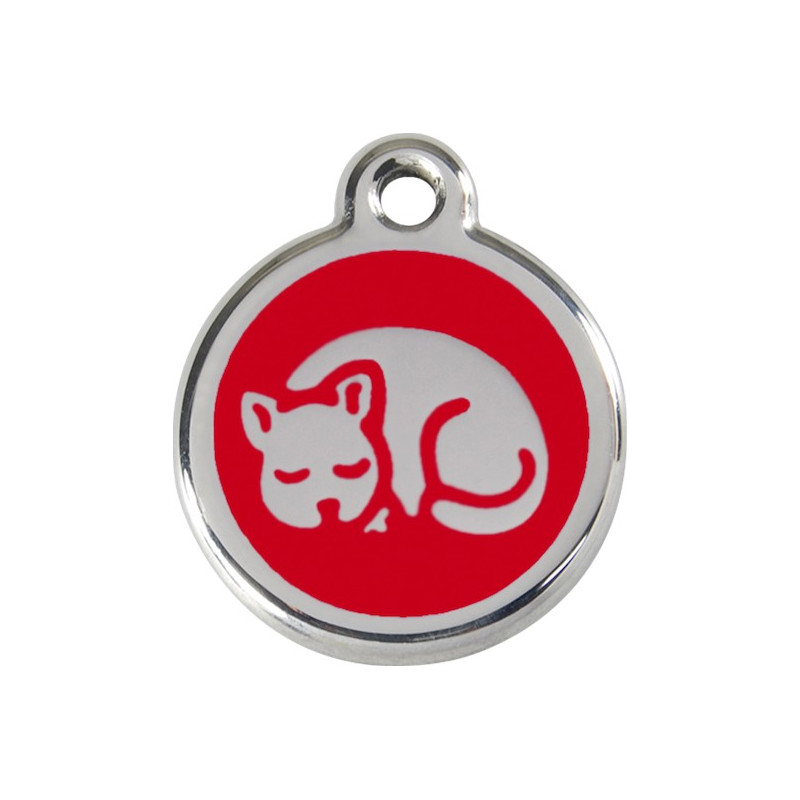 Médailles Identité Chat qui dort Rouge Médailles Identité Chat qui dort Rouge