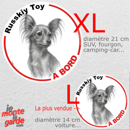 Disque autocollant voiture "Russkiy Toy à Bord" dessin au crayon en noir et blanc 2 tailles D