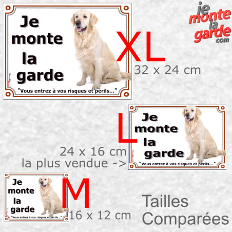 Golden Retriever, plaque portail photo "Je Monte la Garde, vous entrez à vos risques et périls" 3 tailles LUX D Golden Retriever, plaque portail photo "Je Monte la Garde, vous entrez à vos risques et périls" 3 tailles LUX D