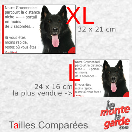 Berger Belge Groenendael, plaque humour photo "parcourt la distance Niche-Portail en moins de 3 secondes" 2 tailles D