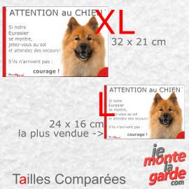 Eurasier fauve, plaque portail humour "Attention au Chien, Jetez Vous au Sol" 3 Tailles
