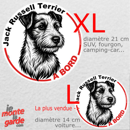 Autocollant voiture "Jack Russell Terrier à Bord" dessin 2 Tailles
