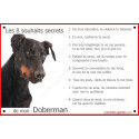 Doberman, plaque "Les 8 Souhaits Secrets" 24 cm CDT