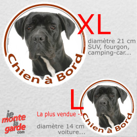 Cane Corso Italiano noir, sticker voiture photo rond "Chien à Bord" résiste puis soleil gel, idée cadeau, 2 Tailles D