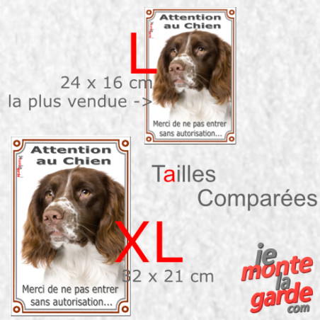 Springer Anglais foie, plaque portail verticale "Attention au Chien, merci de ne pas entrer sans autorisation" 2 tailles D
