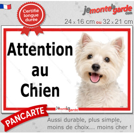 Westie, plaque portail extérieure ECO "Je Monte la Garde, vous entrez à vos risques et périls" simple, pas cher mais durable, ré