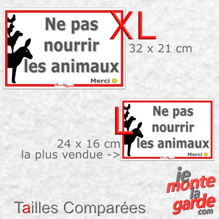Panneau Portail extérieur "Ne pas Nourrir les Animaux, Merci" résiste pluie soleil gel, 2 tailles D