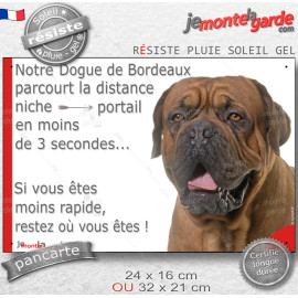 Dogue de Bordeaux face noir Tête, plaque humour "parcourt distance Niche-Portail moins 3 secondes" photo, résiste pluie soleil g
