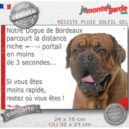 Dogue Bordeaux à face noire, plaque humour "parcourt la distance Niche-Portail en moins de 3 secondes" 2 Tailles D Dogue Bordeaux à face noire, plaque humour "parcourt la distance Niche-Portail en moins de 3 secondes" 2 Tailles D