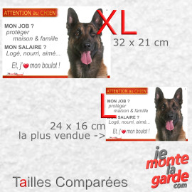 Malinois, plaque humour "Attention au Chien, j'aime mon boulot, protéger Maison et famille" résiste dehors, 3 Tailles D