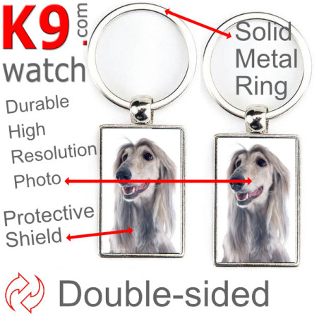 Metal key ring, double-sided photo Afghan Hound Metal key ring, double-sided photo Afghan Hound