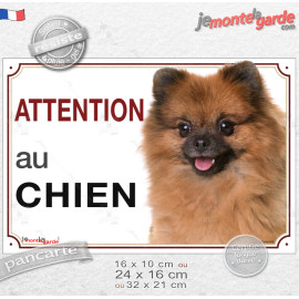 Spitz Fauve Tête, plaque portail "Attention au Chien" photo loulou poméramie marron orange, résiste pluie soleil gel, idée cadea