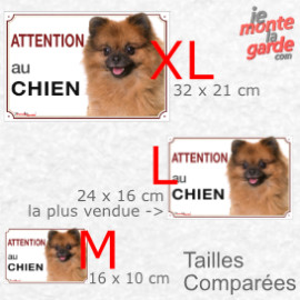 Spitz Fauve, plaque portail photo "Attention au Chien" résiste pluie soleil gel, idée cadeau, 3 Tailles D