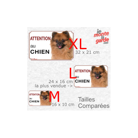 Spitz Fauve, plaque portail photo "Attention au Chien" résiste pluie soleil gel, idée cadeau, 3 Tailles D