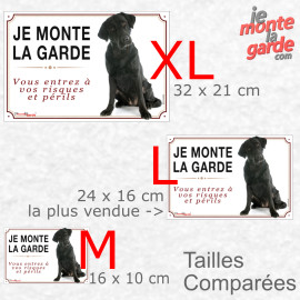 Labrador noir, plaque portail photo "Je Monte la Garde, vous entrez à vos risques et périls" résiste dehors, 3 Tailles D