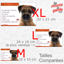 Plaque portail humour photo "Attention au Chien, notre Border Terrier est une excellente alarme" résiste dehors, 3 Tailles D