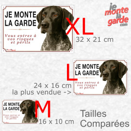 Braque Allemand noir, plaque portail photo "Je Monte la Garde, vous entrez à vos risques et périls" résiste dehors, 3 Tailles D