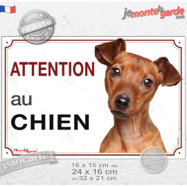 Pinscher Fauve marron Tête, Plaque portail "Attention au Chien" photo race, résiste pluie soleil gel, idée cadeau