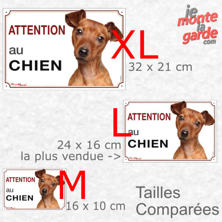 Pinscher Fauve, plaque portail  photo "Attention au Chien" résiste pluie soleil gel, idée cadeau, 3 Tailles D