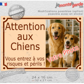 Photo Personnalisable, plaque portail pluriel sur mesure "Attention aux Chiens, Risques Périls" 7 couleurs, 2 tailles D