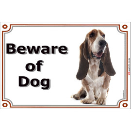 Portal Sign, 2 Sizes Beware of Dog, Basset Hound head, Gate plate Hund