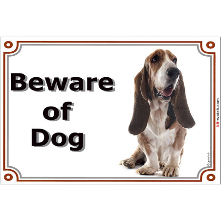 Portal Sign, 2 Sizes Beware of Dog, Basset Hound head, Gate plate Hund