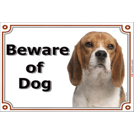 Portal Sign, 2 Sizes Beware of Dog, Red and White English Beagle head, Gate plate, door