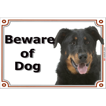 gate sign 2 sizes beware of dog Beauceron head plaque panel placard beauce french sherpherd