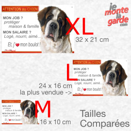Saint-Bernard, plaque portail humour "Attention au Chien, j'aime mon boulot" résiste pluie soleil gel, 3 Tailles JOB D