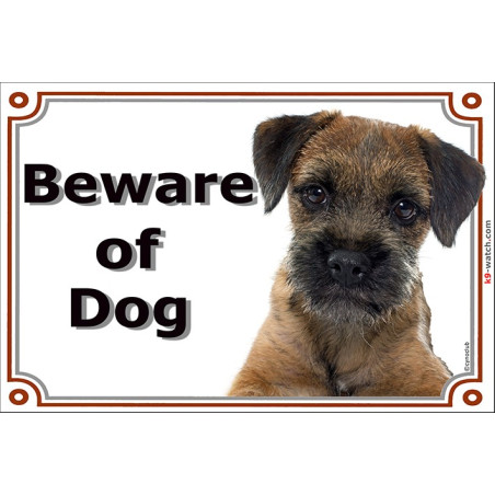 Portal Sign, 2 Sizes Beware of Dog, Border Terrier head, Gate plate