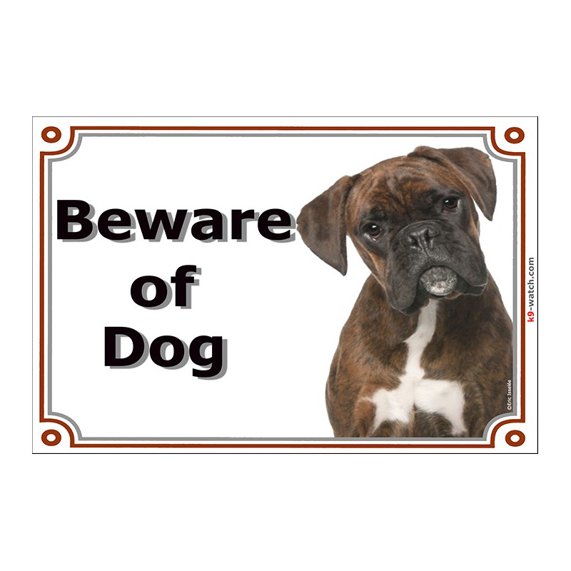 Portal Sign, 2 Sizes Beware of Dog, Brindle German Boxer head, Gate plate Portal Sign, 2 Sizes Beware of Dog, Brindle German Boxer head, Gate plate