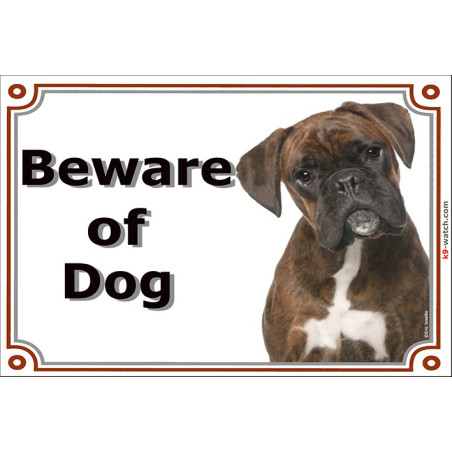 Portal Sign, 2 Sizes Beware of Dog, Brindle Boxer head Portal Sign, 2 Sizes Beware of Dog, Brindle Boxer head