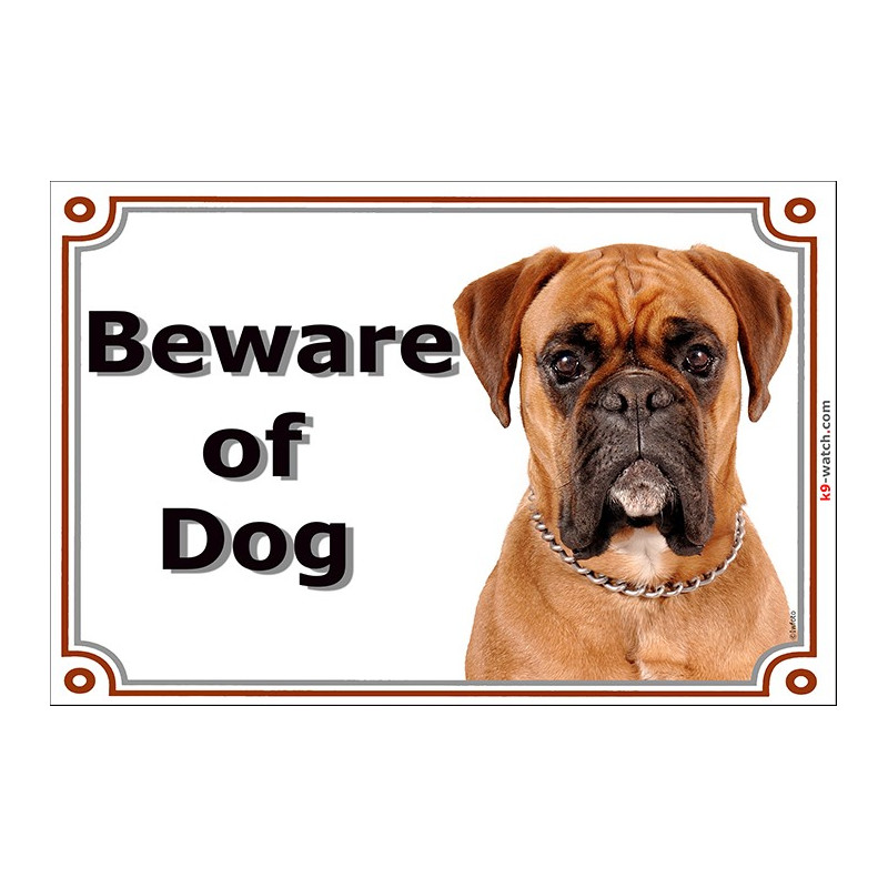 Portal Sign, 2 Sizes Beware of Dog, Fawn Boxer head German orange dog Gate plate Portal Sign, 2 Sizes Beware of Dog, Fawn Boxer head German orange dog Gate plate