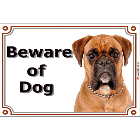 Portal Sign, 2 Sizes Beware of Dog, Fawn Boxer head Portal Sign, 2 Sizes Beware of Dog, Fawn Boxer head
