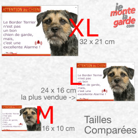 Plaque portail humour photo "Attention au Chien, notre Border Terrier est une excellente alarme" résiste dehors, 3 Tailles D