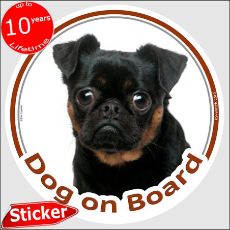 Brabançon Griffon, car circle sticker "Dog on board" 15 cm Brabançon Griffon, car circle sticker "Dog on board" 15 cm