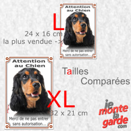 Cocker Anglais noir et feu, plaque portail verticale "Attention au Chien, merci de ne pas entrer sans autorisation" 3 Tailles D