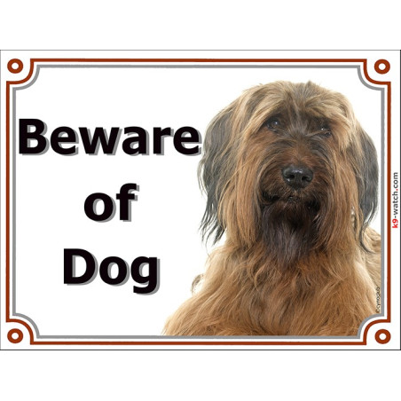 Fawn Briard, portal Sign "Beware of the Dog" 2 Sizes A