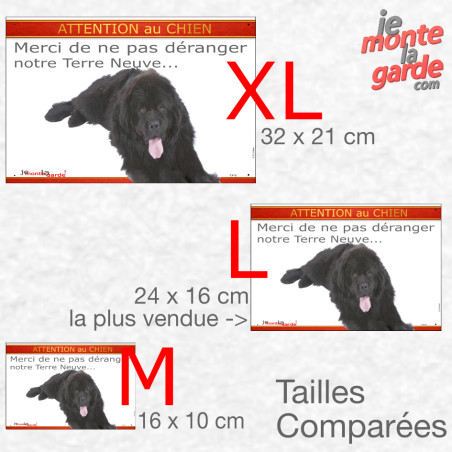 Plaque portail humour photo "Attention au Chien, Merci de ne pas déranger notre Terre Neuve noir" 3 Tailles D