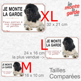 Terre Neuve noir et blanc, plaque portail photo "Je Monte la Garde, vous entrez à vos risques et périls" 3 tailles D