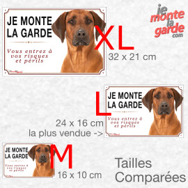 Rhodesian Ridgeback, plaque portail photo "Je Monte la Garde, vous entrez à vos risques et périls" résiste dehors, 3 Tailles D