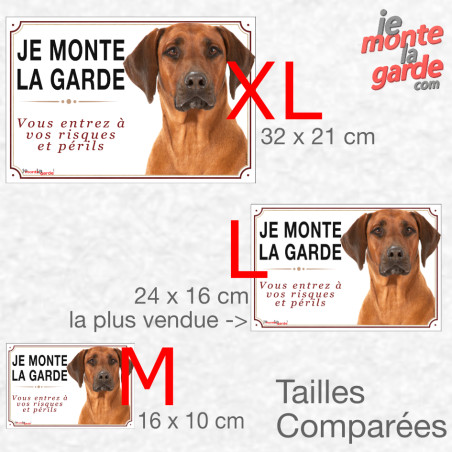 Rhodesian Ridgeback, plaque portail photo "Je Monte la Garde, vous entrez à vos risques et périls" résiste dehors, 3 Tailles D