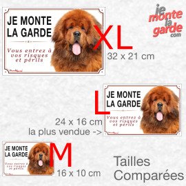 Dogue Tibet fauve, plaque portail photo "Je Monte la Garde, vous entrez à vos risques et périls" résiste dehors, 3 Tailles D
