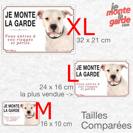 Dogue Argentin, plaque portail photo "Je Monte la Garde, vous entrez à vos risques et périls" résiste dehors, 3 Tailles E