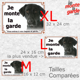 Labrador Noir, plaque portail photo "Je Monte la Garde, vous entrez à vos risques et périls" résiste à l'extérieur, 3 tailles D