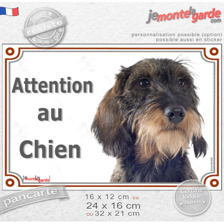 Teckel à poils durs sanglier Tête, plaque portail "Attention au Chien" photo, résiste pluie soleil gel, idée cadeau