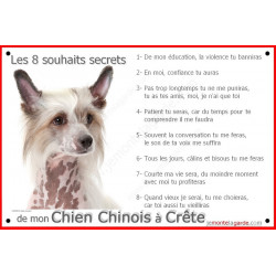Plaque 24 cm CDT, 8 Souhaits Secrets, Chien Chinois à Crête Tête