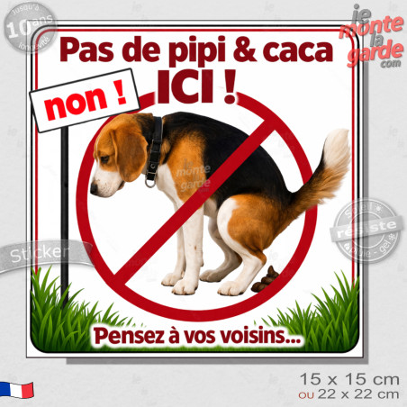 Pas de pipi & caca ICI ! Pensez à vos voisins... autocollant adhésif pour portail, mur, trottoir anti-pipi crotte caca merde ch