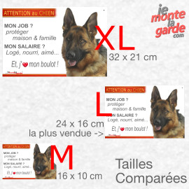 Berger Allemand, plaque portail humour "Attention au Chien, j'aime mon boulot, protéger maison & famille" 3 Tailles JOB D